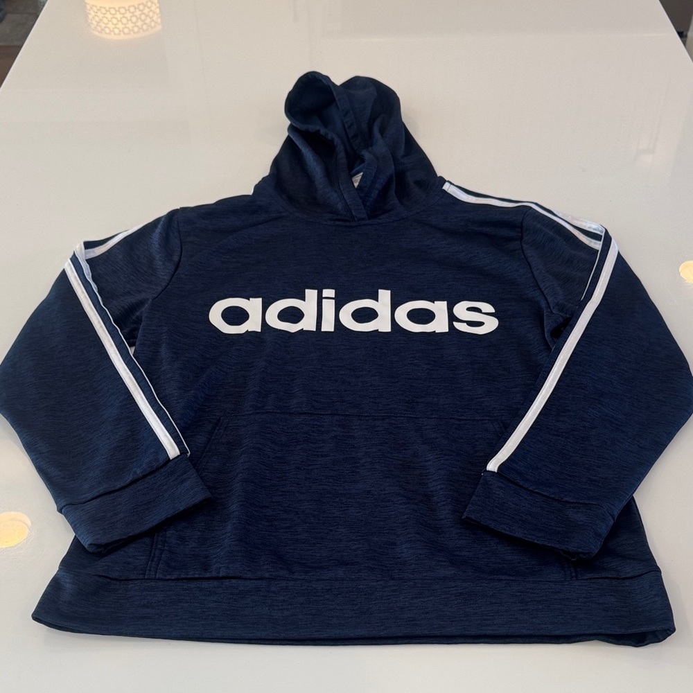 Adidas Kids Blue Hoodie with White Stripes